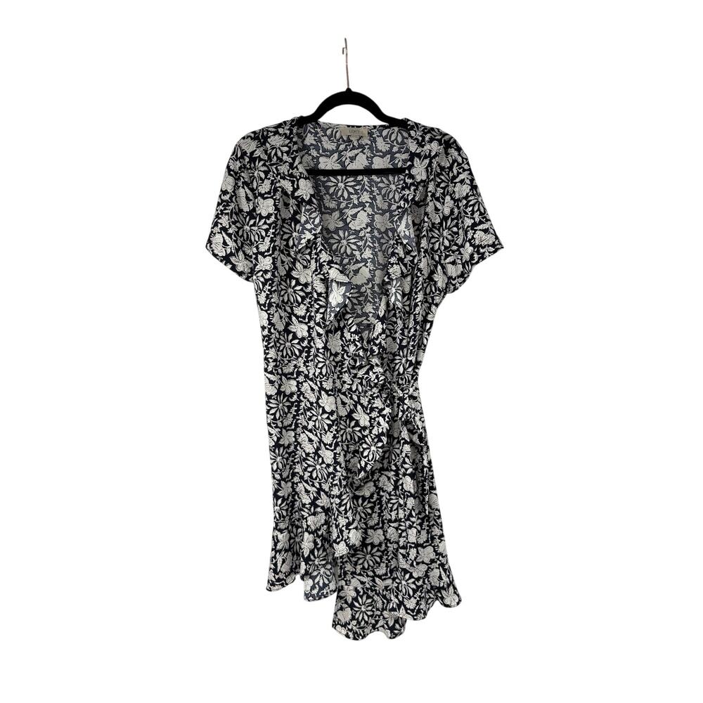 Loft Floral Paisley Wrap Dress Short Sleeve Mini Womens L